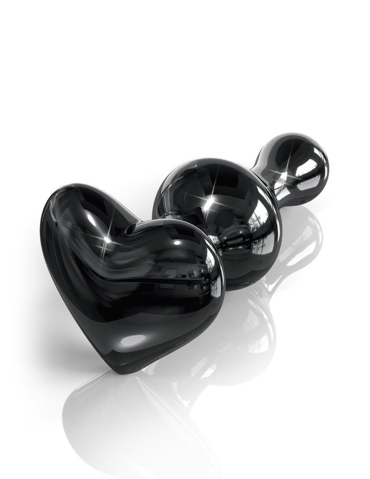 ICICLES NO. 74 - BLACK HEART GLASS BUTT PLUG