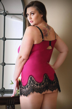 Load image into Gallery viewer, Curve Melanie Lace Trim Chemise &amp; G-String
