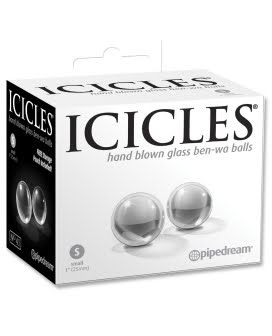 Icicles No. 41 Hand Blown Glass Small Ben Wa Balls - Clear