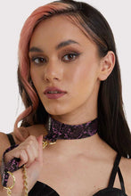 Load image into Gallery viewer, Purple Snakeskin Collar With Lead
